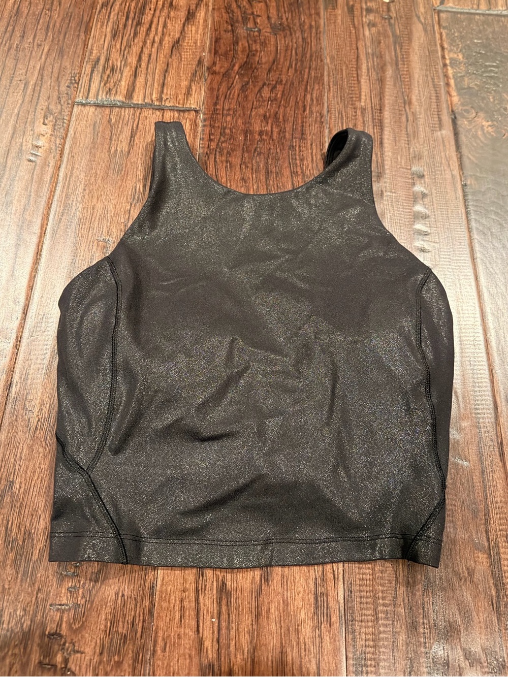 Lululemon 
Black Shimmery Scoop Neck Women’s Tank Top with built in bra size 2